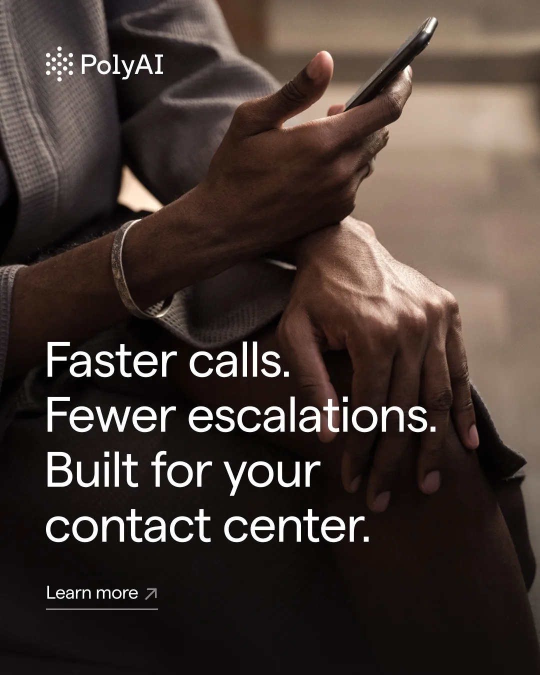 Buyer ad: Faster calls. Fewer escalations. Built for your contact center.