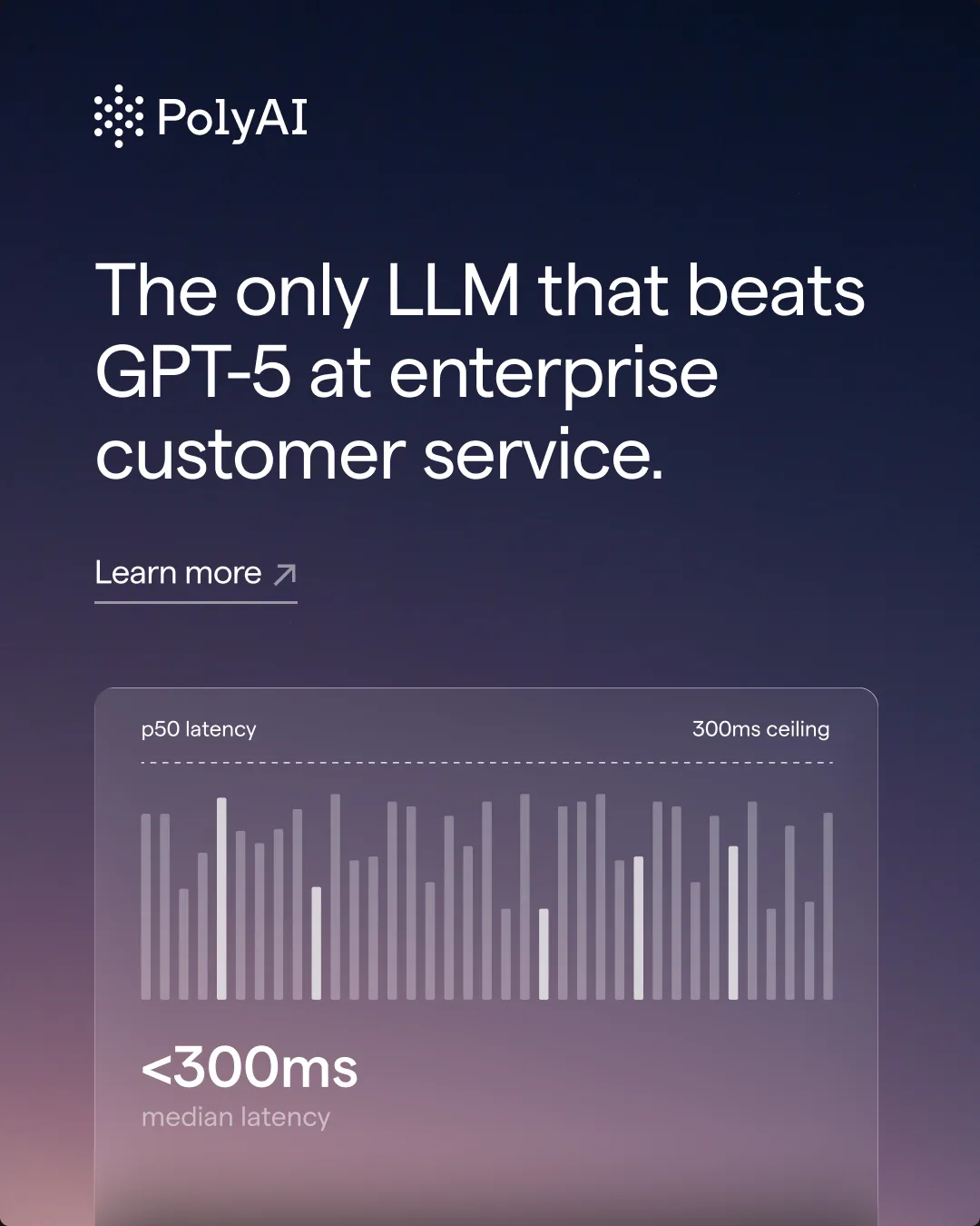 Developer ad: The only LLM that beats GPT-5 at enterprise customer service, with a latency waveform
