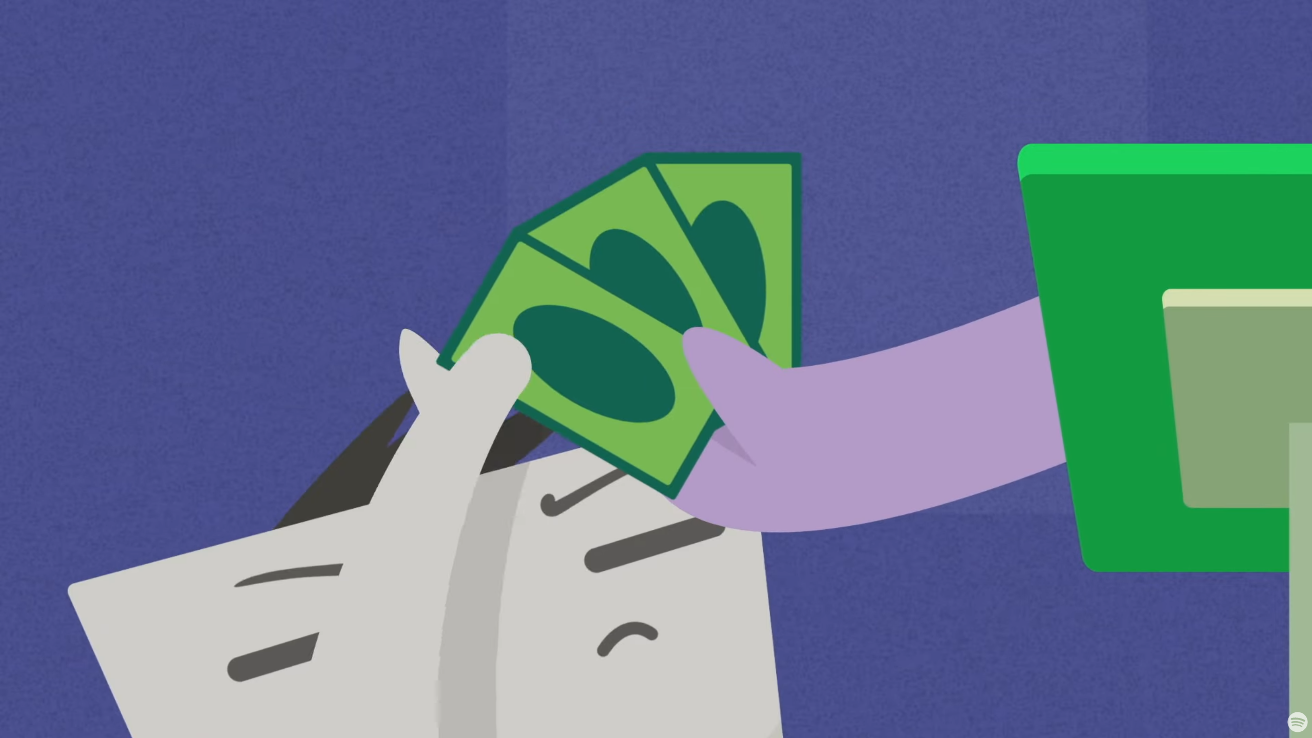 Animated illustration showing financial transactions between app stores and developers, highlighting the campaign's focus on fair payment practices