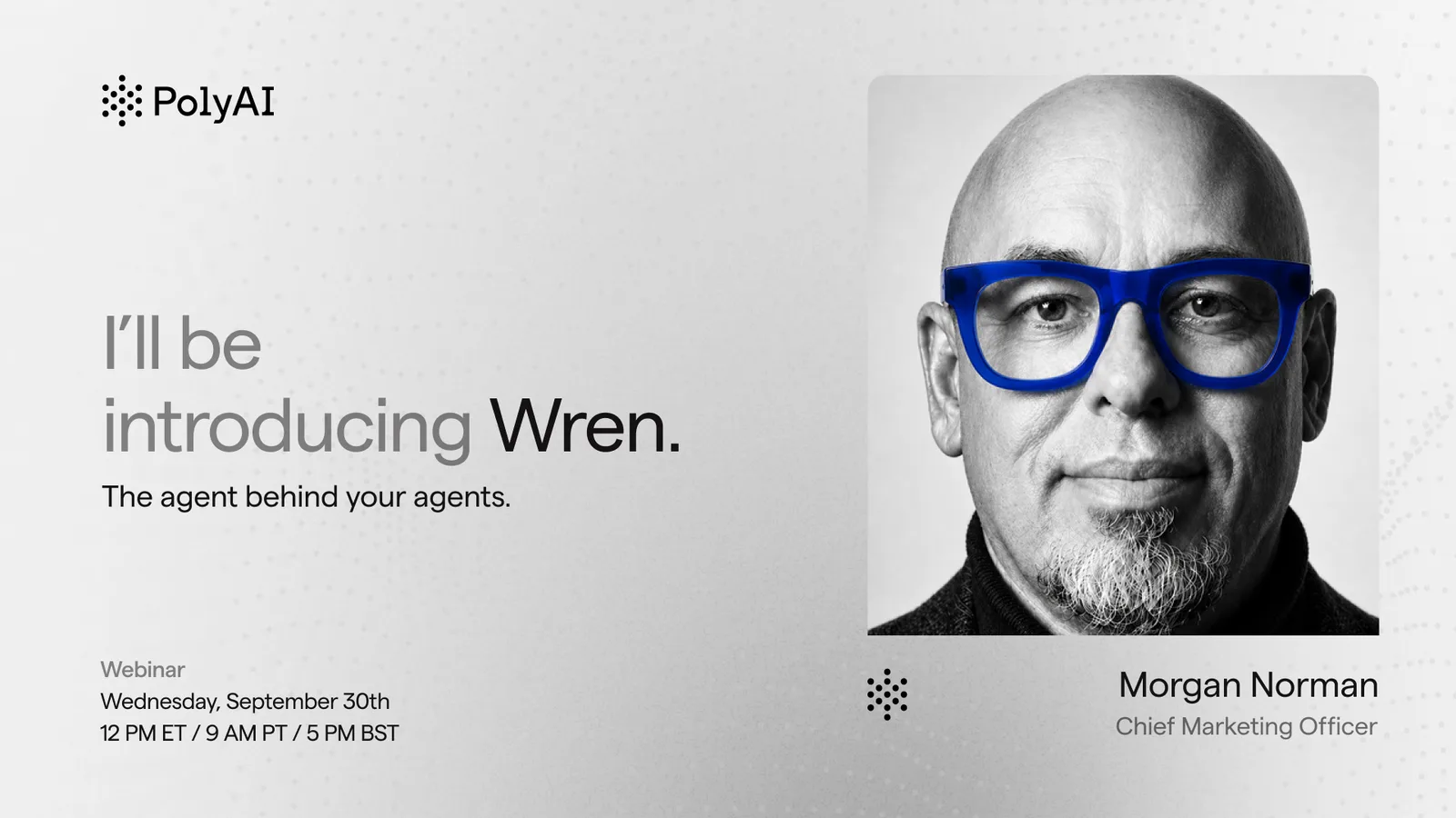 Speaker card: I'll be introducing Wren, Morgan Norman